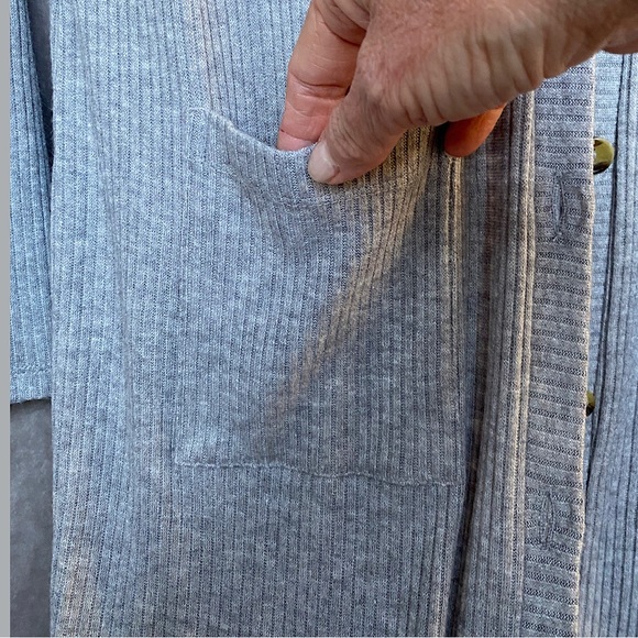 🎉Allison Joy by EVEREVE Ribbed Knit Duster Cardigan. Women’s Size LG, Grey - Picture 8 of 11